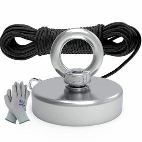 img 4 attached to Neodymium Rare Earth Magnet Fishing Kit With 65Ft Rope And Gloves - 680Lbs Pulling Force For Retrieval & Salvage Underwater By MHDMAG.