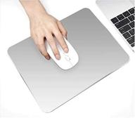 high-quality double-sided aluminum mouse pad for gaming and office - durable and light-weighted in silver/black logo