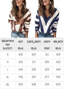 img 1 attached to Women'S Color Block Striped V Neck Long Sleeve Knitted Sweater Pullover - S-2XL