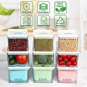 img 3 attached to 🥦 Beeptrum Produce Saver: Stackable Food Storage Containers with Vented Lid and Drain Tray - Set of 3, Green