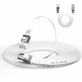img 4 attached to Cat 6A Ethernet Cable 25 Ft,Durable Flat Internet Network LAN Cable With 1.5Ft Short Patch Cord, Slim High Speed Gigabit Computer Wire With RJ45 Connectors, Faster Than Cat6/Cat5E/Cat5 Cable - White