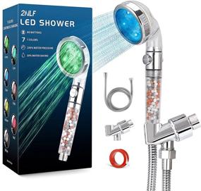 img 4 attached to 🚿 2NLF Led Shower Head with Beads: 7 Colors Changing, High Pressure Water Saving Handheld Showerhead with Hose and Base – Soften Hard Water for Dry Skin & Hair