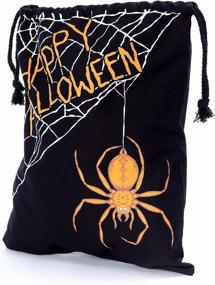 img 2 attached to Halloween Trick Or Treat Candy Bag: Washable Canvas Tote Drawstring Bag For Spooky Spider Fun!