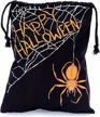 halloween trick or treat candy bag: washable canvas tote drawstring bag for spooky spider fun! logo