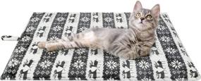 img 4 attached to 🐱 PUPTECK Self Warming Cat Bed Mat: Keep Your Cat Cozy During Cold Days Indoors or Outdoors, Featuring an Anti-Slip Design and Charming Elk & Snow Flake Pattern