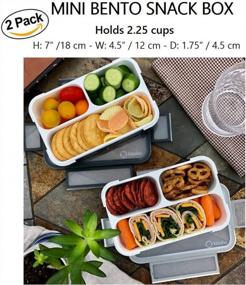 img 4 attached to Leakproof Mini Bento Lunch Box Set - Perfect For Kids And Adults On-The-Go, Ideal For School, Daycare, Travel And Snacks - BPA Free - Grey Black 2 Pack