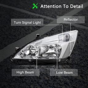 img 3 attached to BRYGHT Headlight Assembly Set Replacement For 2003-2007 Honda Accord (Chrome Housing)