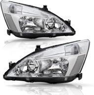 bryght headlight assembly set replacement for 2003-2007 honda accord (chrome housing) logo