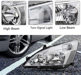 img 2 attached to BRYGHT Headlight Assembly Set Replacement For 2003-2007 Honda Accord (Chrome Housing)