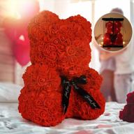 плюшевый мишка из красной розы с подсветкой - 10-дюймовый цветочный мишка из пенопласта искусственные цветы - идеальный подарок на день святого валентина, день матери и юбилейные торжества логотип