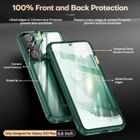 img 2 attached to Чехол TAURI 5 в 1 с защитой от ударов высшего класса для Samsung Galaxy S22 Plus 5G (6,6 дюйма) - В комплекте 2 стеклянных защитных экрана и 2 защитных объектива камеры - Тонкий дизайн