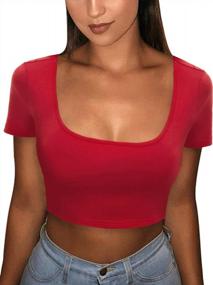 img 4 attached to Cotton Crop Top For Women: Basic Scoop Neck Short-Sleeve Tee By VETIOR