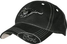 img 2 attached to Stylish Ford Mustang Black Hat with Silver Stitching - Premium Quality and Classic Design