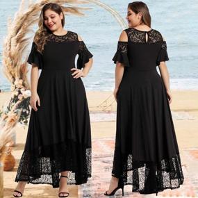img 3 attached to LALAGEN Plus Size Maxi Dress With Lace Detail And Cold Shoulder Design - Perfect For Evening Parties And Casual Occasions