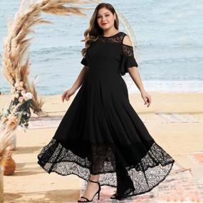 img 2 attached to LALAGEN Plus Size Maxi Dress With Lace Detail And Cold Shoulder Design - Perfect For Evening Parties And Casual Occasions