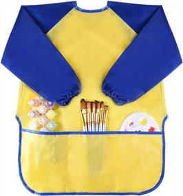 img 1 attached to VCOSTORE Kids Art Smock Waterproof Toddler Paint Art Aprons Long Sleeve With Pockets For Kids Baking, Feeding Smock