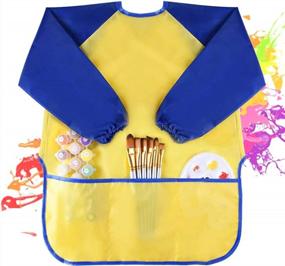 img 4 attached to VCOSTORE Kids Art Smock Waterproof Toddler Paint Art Aprons Long Sleeve With Pockets For Kids Baking, Feeding Smock