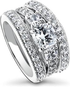 img 4 attached to BERRICLE Rhodium Sterling Zirconia Engagement Women's Jewelry ~ Wedding & Engagement