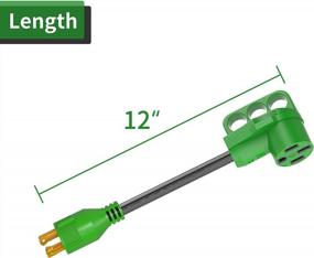 img 2 attached to RVGUARD 4 Prong 30 Amp To 50 Amp RV Generator Adapter Cord 12 Inch STW, L14-30P Locking Male Plug To 14-50R Female With LED Power Indicator, Green