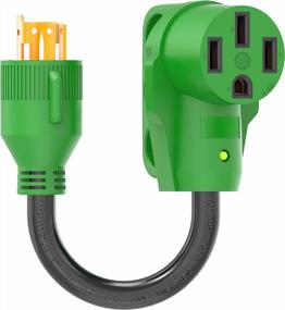 img 4 attached to RVGUARD 4 Prong 30 Amp To 50 Amp RV Generator Adapter Cord 12 Inch STW, L14-30P Locking Male Plug To 14-50R Female With LED Power Indicator, Green