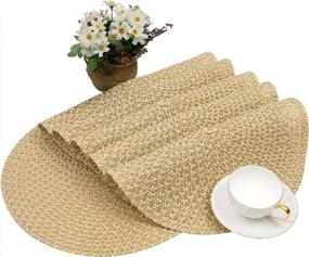 img 1 attached to Add Elegance To Your Dining Table With SHACOS Two Tone Round Braided Placemats Set