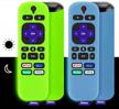 glow-in-the-dark roku remote cover with lanyard - compatible with roku voice remote and player remote - anti-slip cover for enhanced grip - available in green and blue logo