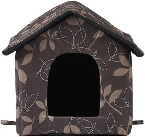 img 3 attached to LAXY Cat Dog Waterproof Canvas House - Collapsible, Warm Pet Nest Shelter for Indoor/Outdoor Use (Leaves)