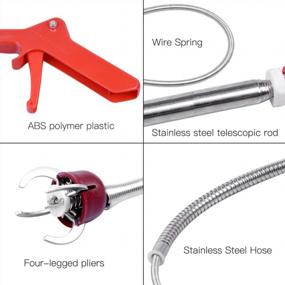 img 2 attached to Unclog With Ease: Flexible Toilet Grabber Tool With 4 Jaws And Stainless Steel Pole