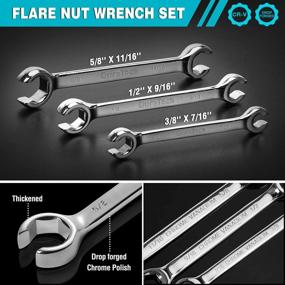 img 3 attached to DURATECH Flare Nut Wrench Set, SAE, 3-piece, 3/8'', 7/16'', 1/2'', 9/16'', 5/8'', 11/16'', High-Quality CR-V Steel, Organizer Pouch Included