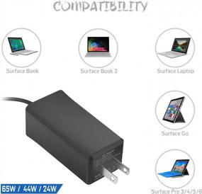 img 3 attached to 65W Mini Charger For Microsoft Surface Pro 6/5/4/3, Book, Go, Laptop RT - 44W 24W AC Adapter Model 1796 1800 1735 1736