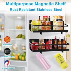 img 3 attached to 2 Pack Magnetic Spice Rack For Refrigerator - Spice Organizer With Magnet Shelves And Hooks For Kitchen Pantry Storage And Organization Of Seasonings And Jars