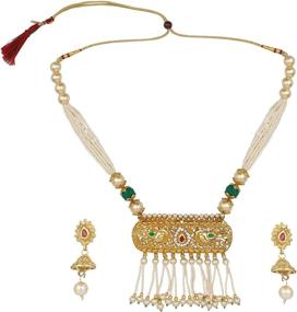 img 4 attached to Efulgenz Bollywood Traditional Necklace Earrings Women's Jewelry ~ Jewelry Sets