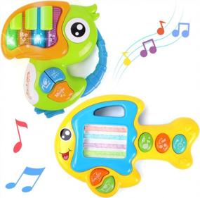 img 4 attached to GILOBABY Musical Animal Toys: Piano Keyboard With Lights And Music - Early Learning Development Gift For Babies, Infants, And Toddlers, Ages 1+ - Featuring Fish And Bird Characters