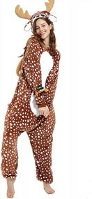 img 4 attached to Women'S Adult Deer Onesie Pajama Costume - CASABACO Reindeer Onepiece For Comfortable And Festive Wear