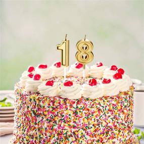 img 1 attached to 18Th Birthday Candles Cake Numeral Candles Happy Birthday Cake Candles Topper Decoration For Birthday Party Wedding Anniversary Celebration Supplies (Gold)