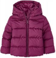wind & water-resistant medium weight puffer jacket for baby girls & toddlers - the children's place logo