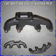 1993-2005 vw golf jetta 2.0l 8v engine exhaust manifold paint - emusa cast iron t3 flange fitment logo