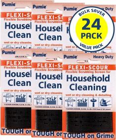 img 4 attached to 24-Pack PUMIE Flexi-Scour Abrasive Grit Cleaning Screen - 5.5" X 4" For Grills, Carbon, Rust & Scale Removal