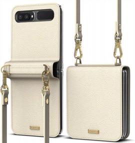 img 4 attached to Ringke Folio Signature - Genuine Leather Crossbody Case For Galaxy Z Flip 5G In Cream Beige - Optimized For Search Engines