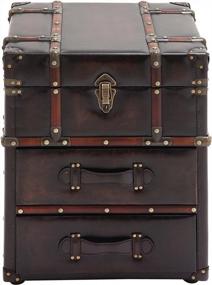 img 4 attached to Dark Brown Wood Rectangle Cabinet With Buckle Hinged Top, 18" X 18" X 23" - Deco 79