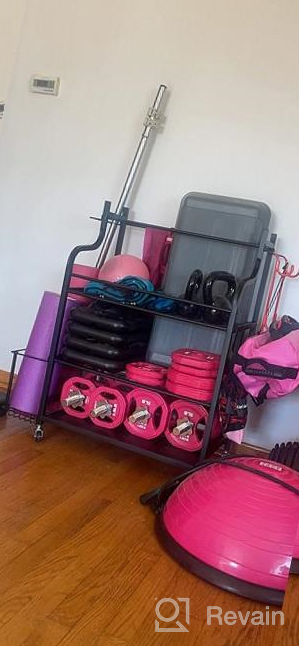 img 1 attached to Mythinglogic Yoga Mat Storage Rack With Wheels And Hooks For Home Gym Equipment Storage - Dumbbells, Kettlebells, Foam Roller, Yoga Strap, And Resistance Bands Organizer review by Dewey Galyon