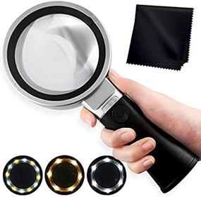 img 4 attached to MAGDEPO 10X Lighted Magnifying Stand Loupe Reading Magnifier With 12 SMD LEDs Dimmable Lighting Modes, Perfect For Macular Degeneration, Reading, Soldering, Inspection, Cross Stitch, Etc