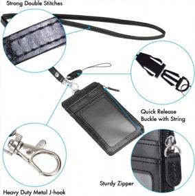 img 2 attached to Organize And Protect Your ID With Wisdompro'S 2-Sided PU Leather Badge Holder With Zipper And 20" Neck Strap Lanyard