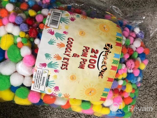 img 1 attached to EpiqueOne 2100Pc Art & Craft Supply Kit - Large/Giant And Small/Mini Pom Poms, Colored Adhesive Googly Eyes, Rainbow Glitter Pompom Balls For Kids Collage & Critter Crafting With Colorful Puff Ball review by Jon Delgado