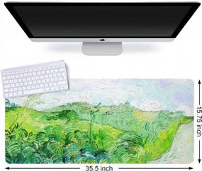 img 3 attached to ILeadon Extended Gaming Mouse Pad, Non-Slip Water-Resistant Rubber Base Computer Keyboard Mouse Mat Desk Protector, 35.5X15.75-Inch 3Mm Thick XX-Large, Ideal Partner For Work & Game (Green Wheatland)