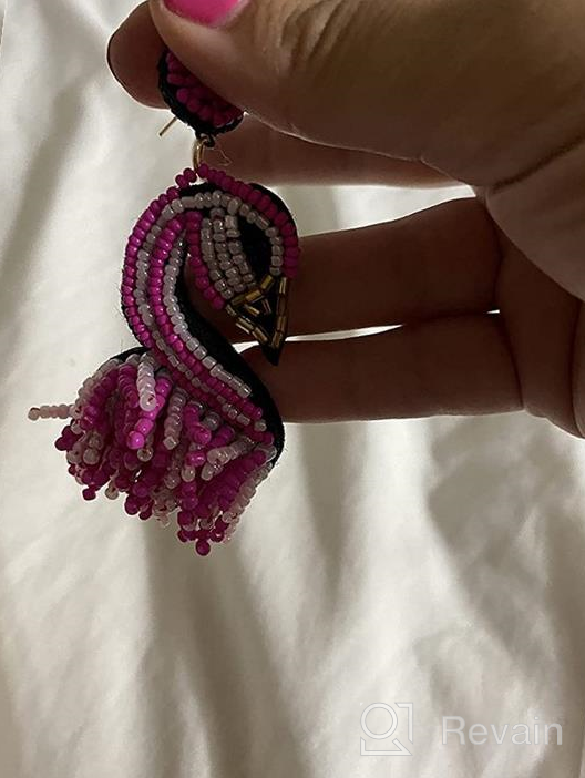 img 1 attached to 🎉 Exquisite Flamingo Lobster Beaded Earrings: Handmade Alpaca Tassel Jewelry for Women & Girls - Perfect for Christmas, New Year & Party Celebrations review by Jennifer Pimentel