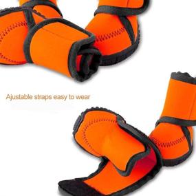 img 2 attached to 🐾 Petbobi Waterproof Dog Shoes in Fluorescent Orange - Adjustable Straps, Rugged Anti-Slip Sole - Paw Protectors for All-Weather Comfort - Easy to Wear - Suitable for Small, Medium, and Large Dogs