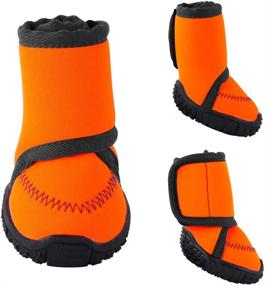 img 3 attached to 🐾 Petbobi Waterproof Dog Shoes in Fluorescent Orange - Adjustable Straps, Rugged Anti-Slip Sole - Paw Protectors for All-Weather Comfort - Easy to Wear - Suitable for Small, Medium, and Large Dogs