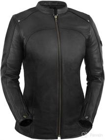 img 4 attached to Black Leather Motorcycle Jacket with Scooter Collar for Women - True Element, Extended Length, Sizes XS-3XL