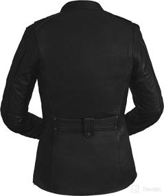 img 3 attached to Black Leather Motorcycle Jacket with Scooter Collar for Women - True Element, Extended Length, Sizes XS-3XL